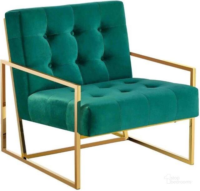 The appearance of Beethoven 31.5 Inch Velvet Accent Chair In Green And Gold Plated designed by Best Master Furniture in the modern / contemporary interior design. This green velvet piece of furniture  was selected by 1StopBedrooms from Beethoven Collection to add a touch of cosiness and style into your home. Sku: BN4006GNG. Product Type: Accent Chair. Material: Velvet. Image1