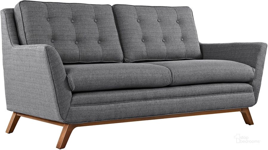 The appearance of Beguile Gray Upholstered Fabric Loveseat EEI-1799-DOR designed by Modway in the modern / contemporary interior design. This gray piece of furniture  was selected by 1StopBedrooms from Beguile Collection to add a touch of cosiness and style into your home. Sku: EEI-1799-DOR. Product Type: Loveseat. Material: Foam. Image1