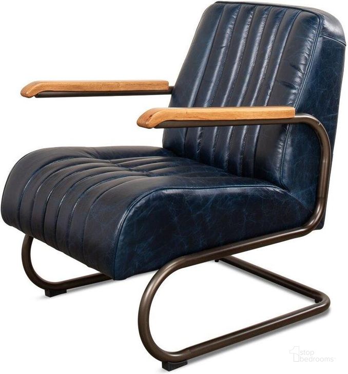 The appearance of Bel Air Blue Arm Leather Chair designed by Sarreid in the industrial interior design. This blue piece of furniture  was selected by 1StopBedrooms from Bel Air Collection to add a touch of cosiness and style into your home. Sku: 29515. Product Type: Arm Chair. Image1