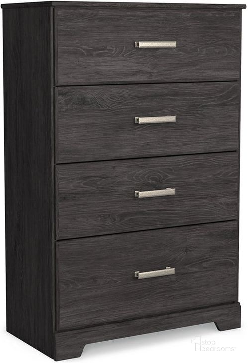 The appearance of Belachime Black Four Drawer Chest designed by Signature Design by Ashley in the transitional interior design. This black piece of furniture  was selected by 1StopBedrooms from Belachime Collection to add a touch of cosiness and style into your home. Sku: B2589-44. Material: Wood. Product Type: Chest. Image1