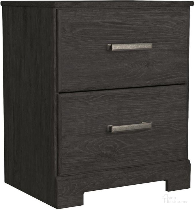 The appearance of Belachime Black Two Drawer Night Stand designed by Signature Design by Ashley in the transitional interior design. This black piece of furniture  was selected by 1StopBedrooms from Belachime Collection to add a touch of cosiness and style into your home. Sku: B2589-92. Material: Wood. Product Type: Nightstand. Image1