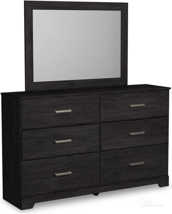The appearance of Belachime Dresser and Mirror In Black designed by Signature Design by Ashley in the transitional interior design. This black piece of furniture  was selected by 1StopBedrooms from Belachime Collection to add a touch of cosiness and style into your home. Sku: B2589-31;B2589-36. Material: Wood. Product Type: Dresser and Mirror. Image1