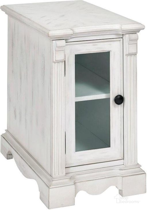 The appearance of Belhamy Park White Chairside Cabinet designed by Progressive Furniture in the transitional interior design. This white piece of furniture  was selected by 1StopBedrooms from Belhamy Park Collection to add a touch of cosiness and style into your home. Sku: T127-29. Product Type: Cabinet. Material: MDF. Image1