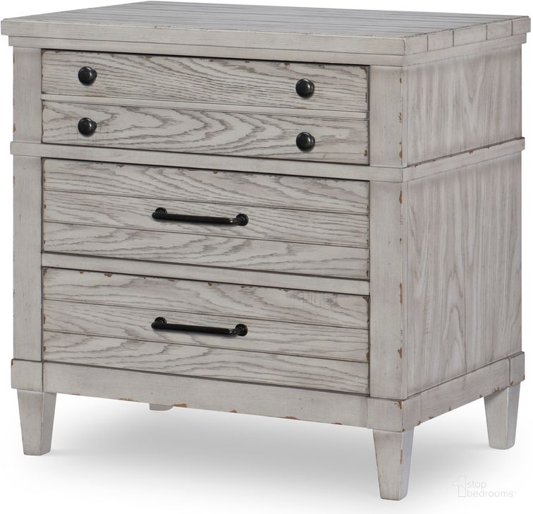 The appearance of Belhaven 3 Drawer Nightstand In Weathered Gray designed by Legacy Classic in the coastal interior design. This weathered gray piece of furniture  was selected by 1StopBedrooms from Belhaven Collection to add a touch of cosiness and style into your home. Sku: 9360-3100. Product Type: Nightstand. Material: Rubberwood. Image1