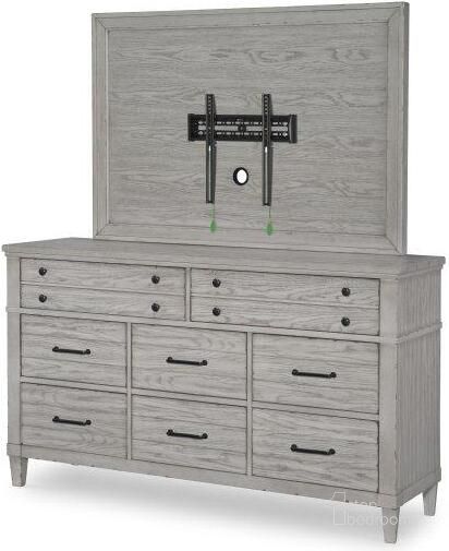 The appearance of Belhaven Weathered Plank 8 Drawer Dresser With TV Mount designed by Legacy Classic in the transitional interior design. This gray piece of furniture  was selected by 1StopBedrooms from Belhaven Collection to add a touch of cosiness and style into your home. Sku: 9360-1200;9360-1230. Product Type: Dresser.