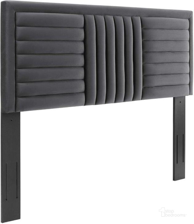 The appearance of Believe Charcoal Channel Tufted Performance Velvet Twin Headboard designed by Modway in the modern / contemporary interior design. This charcoal piece of furniture  was selected by 1StopBedrooms from Believe Collection to add a touch of cosiness and style into your home. Sku: MOD-6664-CHA. Product Type: Headboard. Bed Size: Twin. Material: Plywood. Image1
