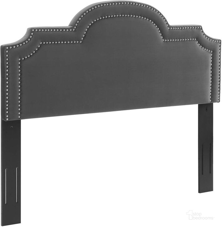 The appearance of Belinda Performance Velvet Full/Queen Headboard In Charcoal designed by Modway in the  interior design. This charcoal piece of furniture  was selected by 1StopBedrooms from Belinda Collection to add a touch of cosiness and style into your home. Sku: MOD-6569-CHA. Product Type: Headboard. Bed Size: Queen. Material: MDF. Image1