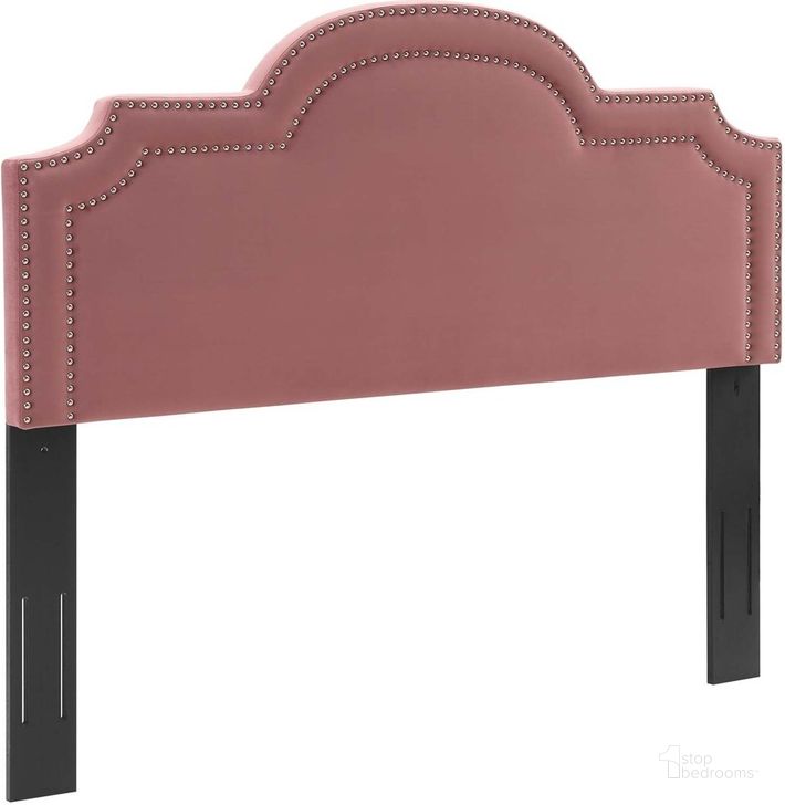 The appearance of Belinda Performance Velvet Full/Queen Headboard In Dusty Rose designed by Modway in the  interior design. This dusty rose piece of furniture  was selected by 1StopBedrooms from Belinda Collection to add a touch of cosiness and style into your home. Sku: MOD-6569-DUS. Product Type: Headboard. Bed Size: Queen. Material: MDF. Image1