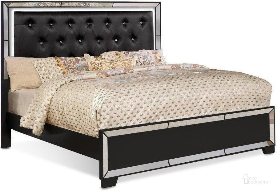 The appearance of Belisa Crystal Tufted With Led Lightning Queen Bed In Black designed by US Tamex in the modern / contemporary interior design. This black piece of furniture  was selected by 1StopBedrooms from Belisa Collection to add a touch of cosiness and style into your home. Sku: E52431Q-HF;E52431Q-RS. Bed Type: Panel Bed. Material: Wood. Product Type: Panel Bed. Bed Size: Queen. Image1