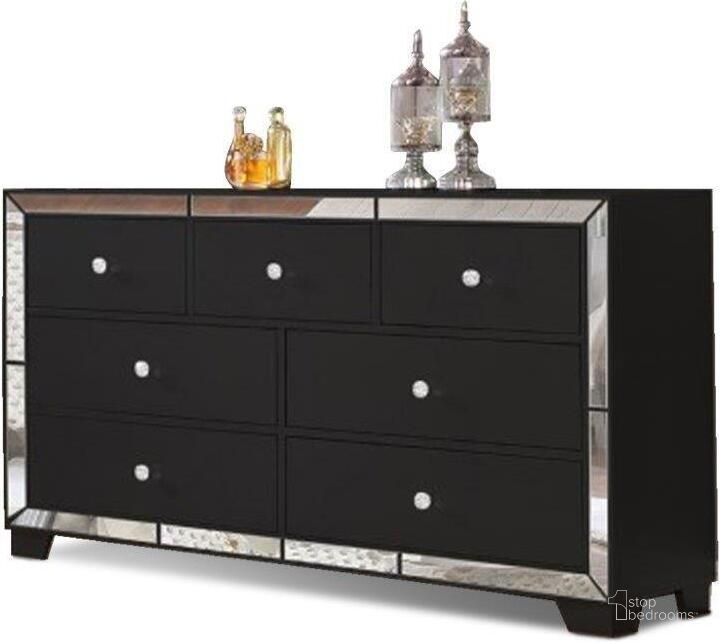 The appearance of Belisa Dresser In Black designed by US Tamex in the modern / contemporary interior design. This black piece of furniture  was selected by 1StopBedrooms from Belisa Collection to add a touch of cosiness and style into your home. Sku: E52431-DR. Material: Wood. Product Type: Dresser. Image1