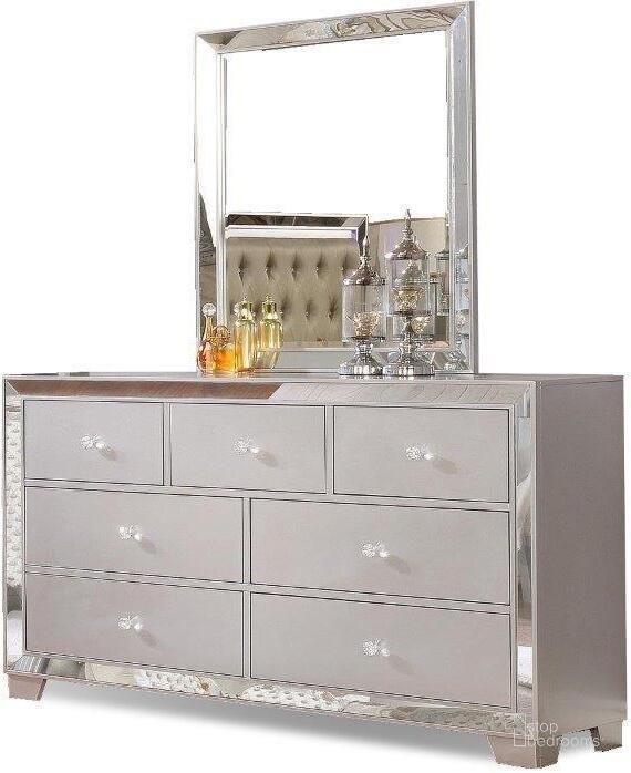 The appearance of Belisa Mirrored Dresser and Mirror In Metallic Silver designed by US Tamex in the modern / contemporary interior design. This silver piece of furniture  was selected by 1StopBedrooms from Belisa Collection to add a touch of cosiness and style into your home. Sku: E52379-MR;E52379-DR. Material: Wood. Product Type: Dresser and Mirror. Image1