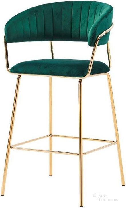 The appearance of Bellai 29 Inch Velvet Bar Stool Set of 2 In Green designed by Best Master Furniture in the modern / contemporary interior design. This green piece of furniture  was selected by 1StopBedrooms from Bellai Collection to add a touch of cosiness and style into your home. Sku: T09GN29. Product Type: Barstool. Material: Stainless Steel. Image1