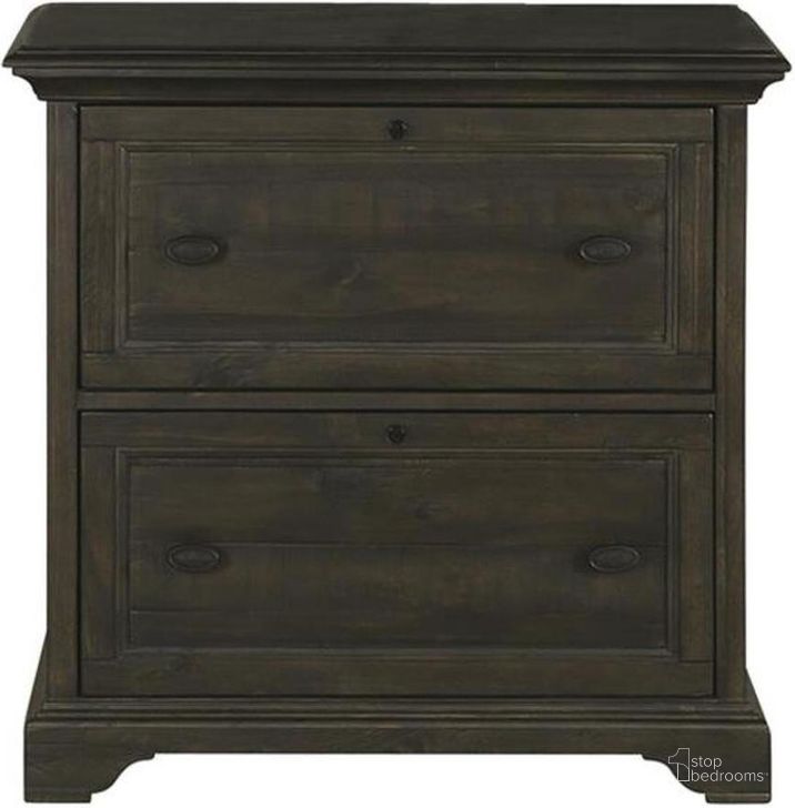 The appearance of Bellamy Deep Weathered Pine Lateral File designed by Magnussen in the transitional interior design. This gray piece of furniture  was selected by 1StopBedrooms from Bellamy Collection to add a touch of cosiness and style into your home. Sku: H2491-40. Product Type: Lateral Filing Cabinet. Material: Solid Pine. Image1