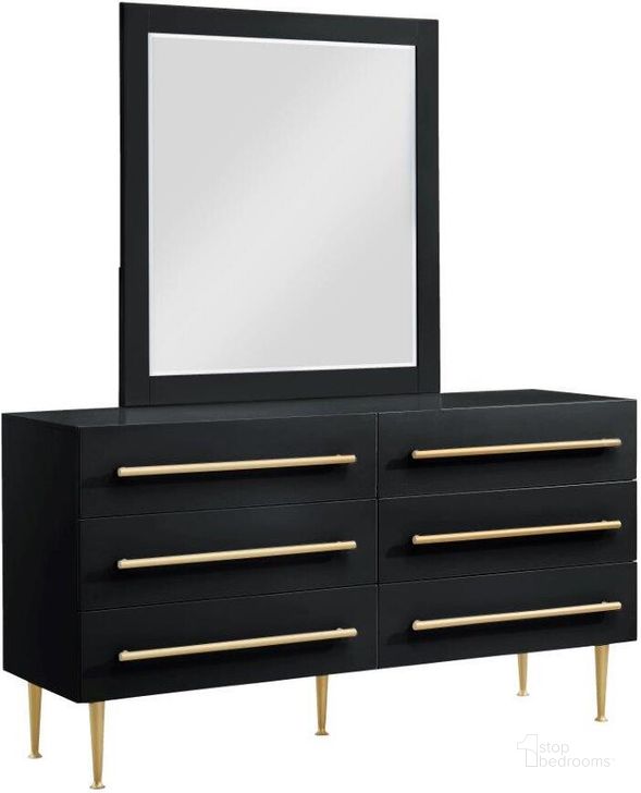 The appearance of Bellanova Black Dresser With Mirror With Gold Accents designed by Best Master Furniture in the modern / contemporary interior design. This black piece of furniture  was selected by 1StopBedrooms from Bellanova Collection to add a touch of cosiness and style into your home. Sku: B1930GDM. Material: Wood. Product Type: Dresser and Mirror. Image1