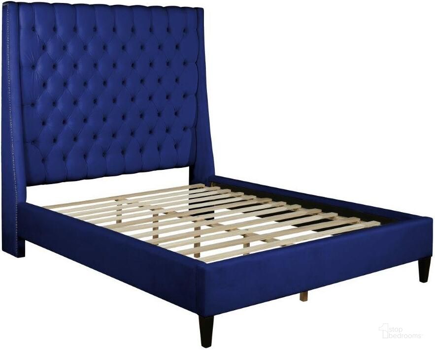 The appearance of Bellanova Navy Blue Tufted Velvet California King Platform Bed designed by Best Master Furniture in the modern / contemporary interior design. This navy piece of furniture  was selected by 1StopBedrooms from Bellanova Collection to add a touch of cosiness and style into your home. Sku: B1930VBCK. Bed Type: Platform Bed. Material: Upholstered. Product Type: Platform Bed. Bed Size: California King. Image1