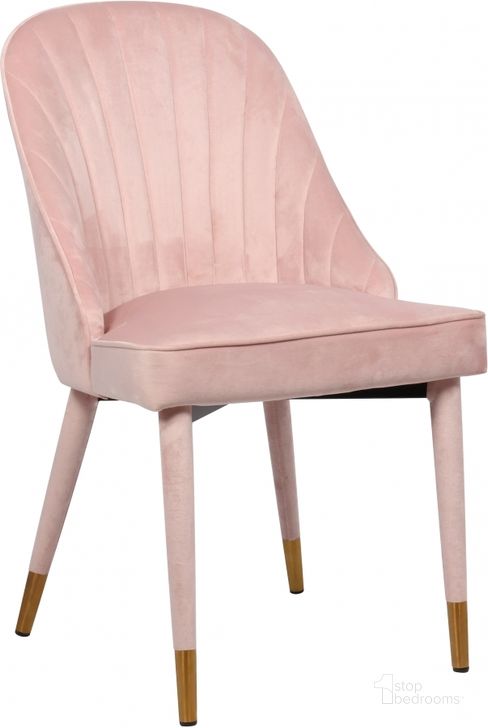 The appearance of Belle Pink Dining Chair Set of 2 designed by Meridian in the modern / contemporary interior design. This pink velvet piece of furniture  was selected by 1StopBedrooms from Belle Collection to add a touch of cosiness and style into your home. Sku: 811Pink-C. Product Type: Dining Chair. Material: Velvet. Image1
