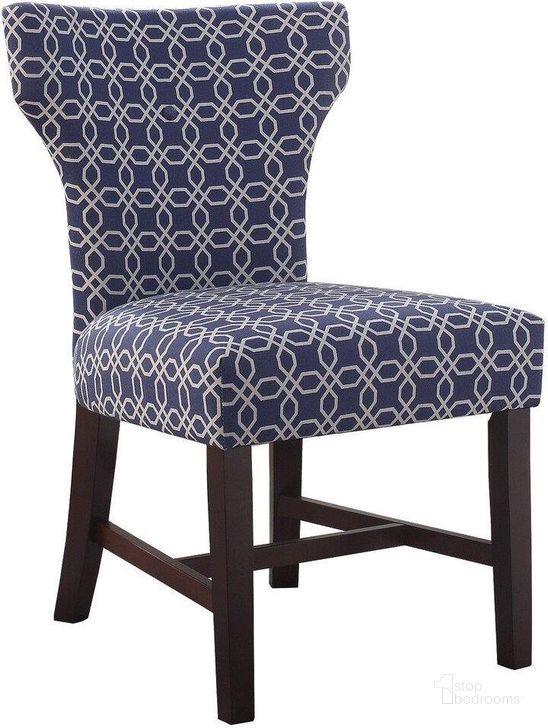 The appearance of Belle Polyester Fabric Upholstered Accent Chair In Blue And White designed by Best Master Furniture in the transitional interior design. This blue/white piece of furniture  was selected by 1StopBedrooms from Belle Collection to add a touch of cosiness and style into your home. Sku: 623B. Material: Fabric. Product Type: Accent Chair. Image1