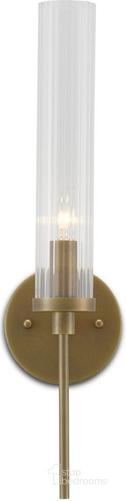 The appearance of Bellings Brass Wall Sconce designed by Currey & Company in the modern / contemporary interior design. This brass piece of furniture  was selected by 1StopBedrooms from Bellings Collection to add a touch of cosiness and style into your home. Sku: 5800-0004. Material: Glass. Product Type: Wall Sconce. Image1