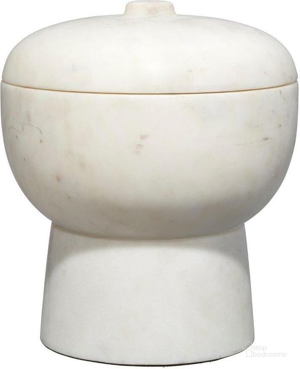 The appearance of Bennett White Large Storage Bowl With Lid designed by Jamie Young Company in the modern / contemporary interior design. This white piece of furniture  was selected by 1StopBedrooms from Bennett Collection to add a touch of cosiness and style into your home. Sku: 7BENN-LGWH. Material: Marble. Product Type: Decorative Accessory. Image1
