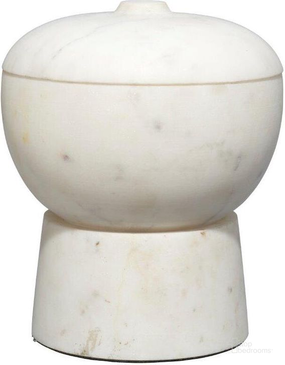 The appearance of Bennett White Medium Storage Bowl With Lid designed by Jamie Young Company in the modern / contemporary interior design. This white piece of furniture  was selected by 1StopBedrooms from Bennett Collection to add a touch of cosiness and style into your home. Sku: 7BENN-MDWH. Material: Marble. Product Type: Decorative Accessory. Image1