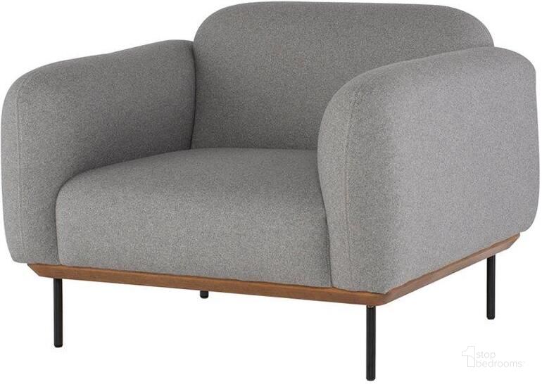 The appearance of Benson Light Grey Fabric Single Seat Sofa designed by Nuevo in the modern / contemporary interior design. This light grey piece of furniture  was selected by 1StopBedrooms from Benson Collection to add a touch of cosiness and style into your home. Sku: HGSC214. Material: Fabric. Product Type: Accent Chair. Image1