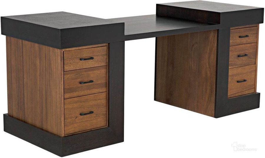 The appearance of Bentley Desk In Ebony Walnut designed by Noir in the transitional interior design. This walnut piece of furniture  was selected by 1StopBedrooms from  to add a touch of cosiness and style into your home. Sku: GDES194EBDW. Material: Wood. Product Type: Desk. Image1