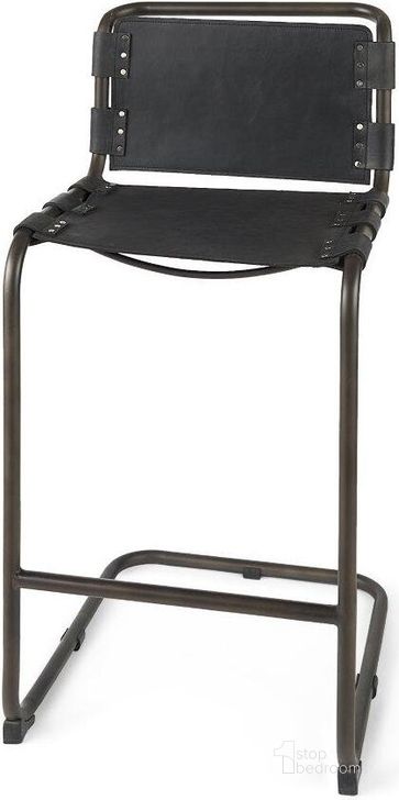 The appearance of Berbick 43 Inch Total Height Black Leather With Iron Frame Bar Stool designed by Mercana in the modern / contemporary interior design. This black and gray piece of furniture  was selected by 1StopBedrooms from Berbick Collection to add a touch of cosiness and style into your home. Sku: 69279. Material: Metal. Product Type: Barstool. Image1