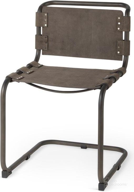 The appearance of Berbick Brown And Gray Suede With Iron Frame Dining Chair Set of 2 designed by Mercana in the modern / contemporary interior design. This brown and grey piece of furniture  was selected by 1StopBedrooms from Berbick Collection to add a touch of cosiness and style into your home. Sku: 69275. Material: Metal. Product Type: Dining Chair. Image1
