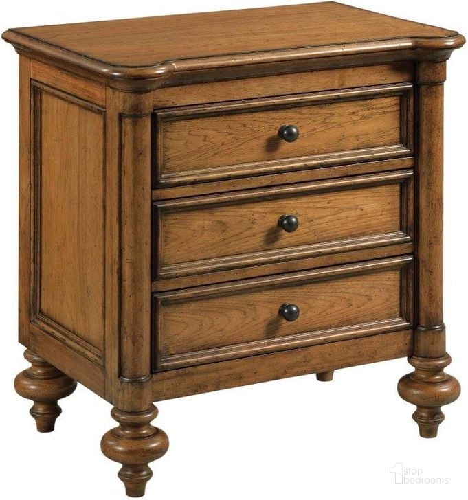 The appearance of Berkshire Martin Nightstand designed by American Drew in the traditional interior design. This medium stain piece of furniture  was selected by 1StopBedrooms from Berkshire Collection to add a touch of cosiness and style into your home. Sku: 011-420. Material: Wood. Product Type: Nightstand. Image1