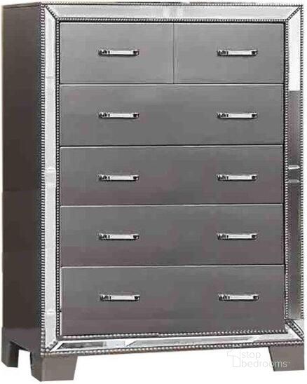 The appearance of Beronica 38 Inch 5 Drawer Transitional Wood Chest In Silver designed by Best Master Furniture in the transitional interior design. This silver piece of furniture  was selected by 1StopBedrooms from Beronica Collection to add a touch of cosiness and style into your home. Sku: B1004C. Material: Wood. Product Type: Chest. Image1