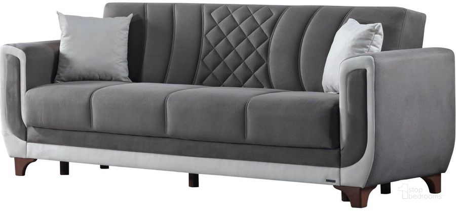 The appearance of Berre 3 Seat Convertible Sleeper Sofa In Grey designed by Furnia in the  interior design. This grey piece of furniture  was selected by 1StopBedrooms from Berre Collection to add a touch of cosiness and style into your home. Sku: 101-10-DZ203-BER-GRY. Material: Wood. Product Type: Sofa Sleeper. Image1