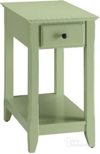 The appearance of Bertie Light Green Side Table designed by ACME in the transitional interior design. This green piece of furniture  was selected by 1StopBedrooms from Bertie Collection to add a touch of cosiness and style into your home. Sku: 82840. Material: Wood. Product Type: Side Table. Table Top Shape: Rectangular. Image1