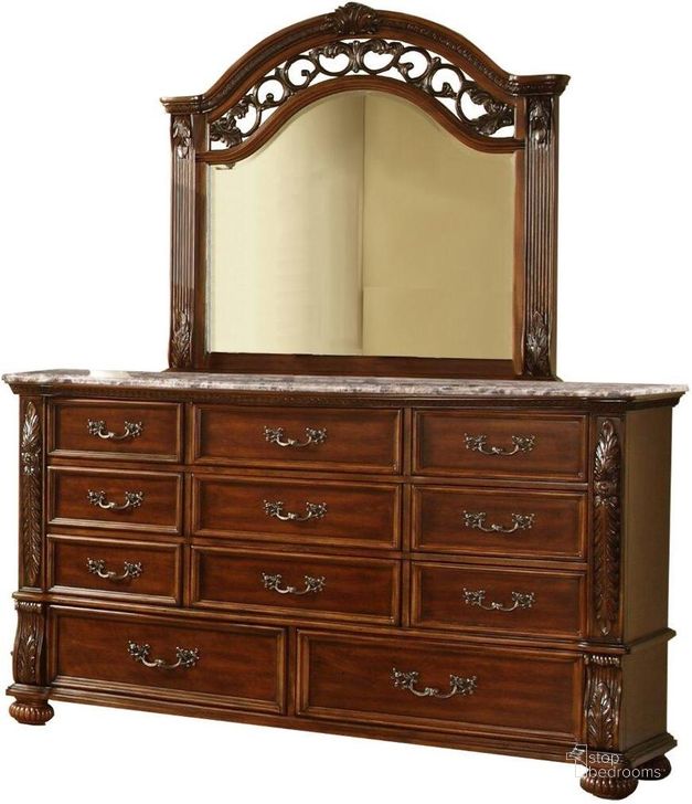 The appearance of Bessy Traditional Cherry Wood Dresser And Mirror designed by Best Master Furniture in the traditional interior design. This cherry piece of furniture  was selected by 1StopBedrooms from Bessy Collection to add a touch of cosiness and style into your home. Sku: B1010CDM. Material: Wood. Product Type: Dresser and Mirror. Image1
