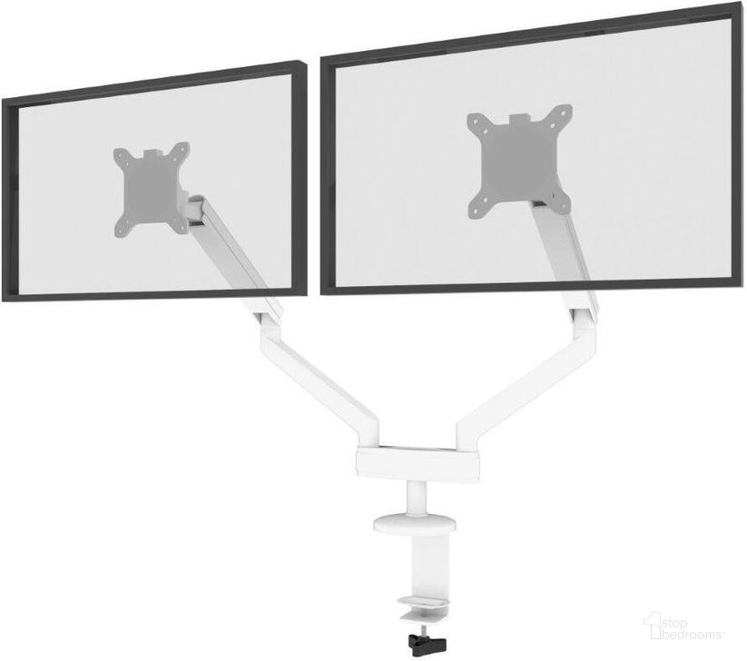 The appearance of Bestar Dual Monitor Arm in White designed by Bestar in the modern / contemporary interior design. This white piece of furniture  was selected by 1StopBedrooms from Bestar Collection to add a touch of cosiness and style into your home. Sku: AK-MA01D-17. Material: Aluminum. Product Type: Miscellaneous. Image1