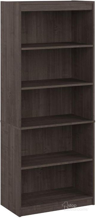 The appearance of Bestar Logan 30W 5 Shelf Bookcase In Medium Gray Maple designed by Bestar in the modern / contemporary interior design. This gray piece of furniture  was selected by 1StopBedrooms from Logan Collection to add a touch of cosiness and style into your home. Sku: 146700-000141. Material: Wood. Product Type: Bookcase. Image1