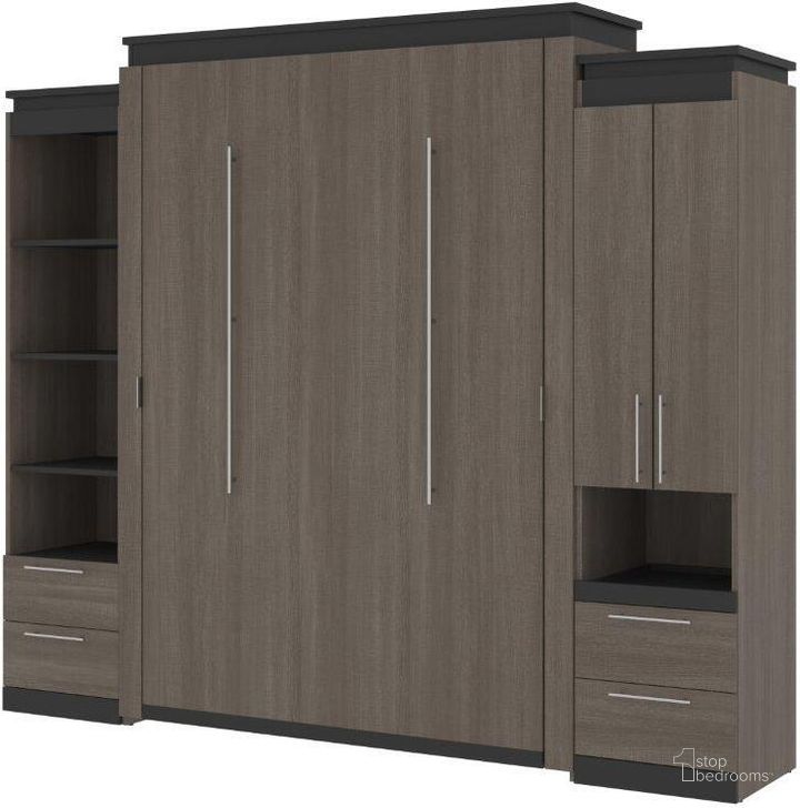 The appearance of Bestar Orion 104W Queen Murphy Bed And Narrow Storage Solutions With Drawers In Bark Gray And Graphite designed by Bestar in the modern / contemporary interior design. This bark gray piece of furniture  was selected by 1StopBedrooms from Orion Collection to add a touch of cosiness and style into your home. Sku: 116872-000047. Material: Wood. Bed Size: Queen. Bed Type: Murphy Bed. Product Type: Murphy Bed. Image1