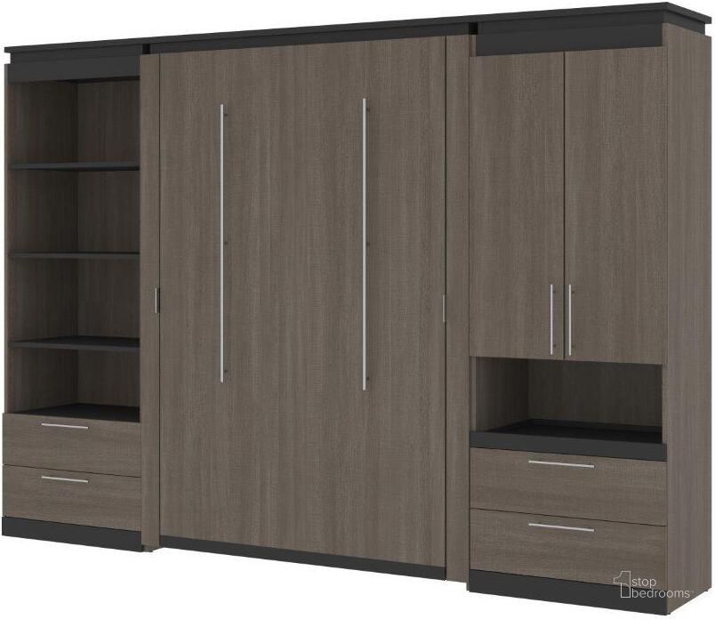The appearance of Bestar Orion 118W Full Murphy Bed And Multifunctional Storage With Drawers In Bark Gray And Graphite designed by Bestar in the modern / contemporary interior design. This bark gray piece of furniture  was selected by 1StopBedrooms from Orion Collection to add a touch of cosiness and style into your home. Sku: 116864-000047. Material: Wood. Bed Size: Full. Bed Type: Murphy Bed. Product Type: Murphy Bed. Image1