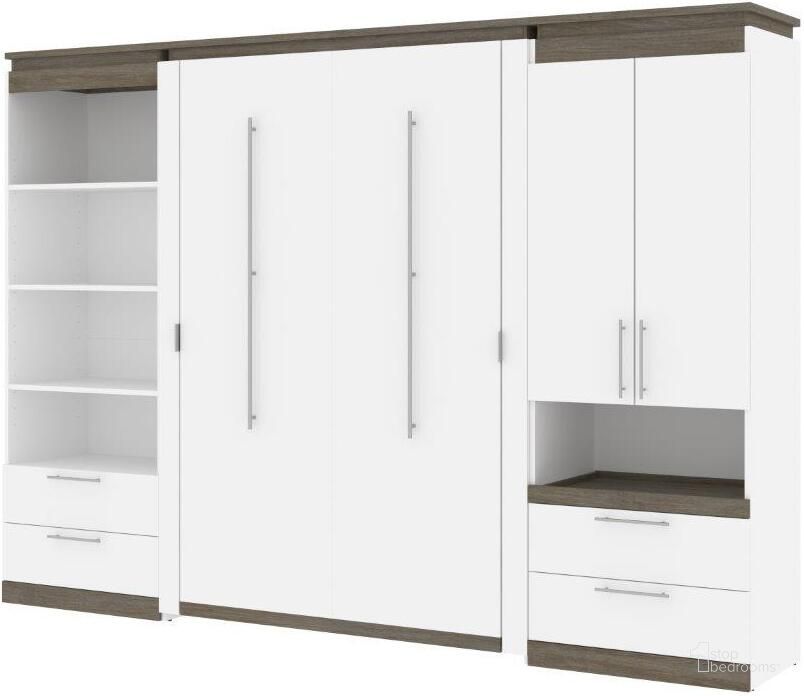 The appearance of Bestar Orion 118W Full Murphy Bed And Multifunctional Storage With Drawers In White And Walnut Grey designed by Bestar in the modern / contemporary interior design. This white and grey piece of furniture  was selected by 1StopBedrooms from Orion Collection to add a touch of cosiness and style into your home. Sku: 116864-000017. Material: Wood. Bed Size: Full. Bed Type: Murphy Bed. Product Type: Murphy Bed. Image1