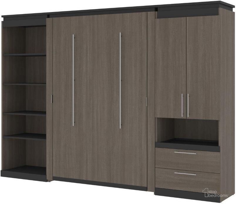 The appearance of Bestar Orion 118W Full Murphy Bed With Multifunctional Storage In Bark Gray And Graphite designed by Bestar in the modern / contemporary interior design. This bark gray piece of furniture  was selected by 1StopBedrooms from Orion Collection to add a touch of cosiness and style into your home. Sku: 116863-000047. Material: Wood. Bed Size: Full. Bed Type: Murphy Bed. Product Type: Murphy Bed. Image1