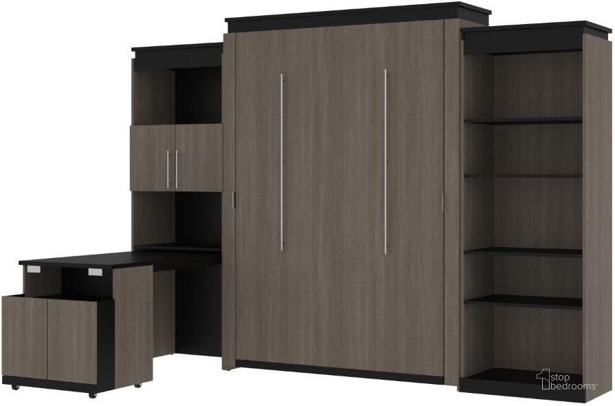 The appearance of Bestar Orion 124W Queen Murphy Bed With Shelving And Fold-Out Desk In Bark Gray And Graphite designed by Bestar in the modern / contemporary interior design. This bark gray piece of furniture  was selected by 1StopBedrooms from Orion Collection to add a touch of cosiness and style into your home. Sku: 116876-000047. Material: Wood. Bed Size: Queen. Bed Type: Murphy Bed. Product Type: Murphy Bed. Image1