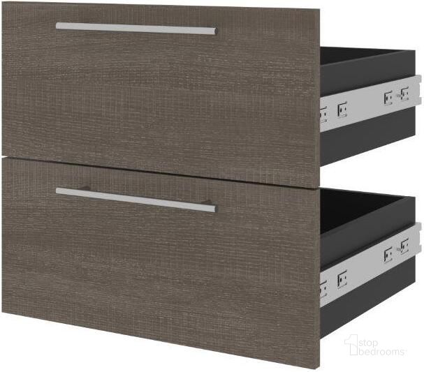 The appearance of Bestar Orion 2 Drawer Set For 20W Narrow Shelving Unit In Bark Gray And Graphite designed by Bestar in the modern / contemporary interior design. This bark gray piece of furniture  was selected by 1StopBedrooms from Orion Collection to add a touch of cosiness and style into your home. Sku: 116163-000047. Product Type: Bookcase. Image1