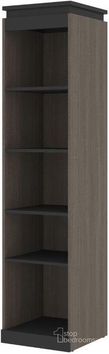 The appearance of Bestar Orion 20W Narrow Shelving Unit In Bark Gray And Graphite designed by Bestar in the modern / contemporary interior design. This bark gray piece of furniture  was selected by 1StopBedrooms from Orion Collection to add a touch of cosiness and style into your home. Sku: 116162-000047. Material: Wood. Product Type: Bookcase. Image1