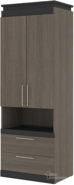 The appearance of Bestar Orion 30W Storage Cabinet With Pull-Out Shelf In Bark Gray And Graphite designed by Bestar in the modern / contemporary interior design. This bark gray piece of furniture  was selected by 1StopBedrooms from Orion Collection to add a touch of cosiness and style into your home. Sku: 116164-000047. Material: Wood. Product Type: Storage Cabinet. Image1