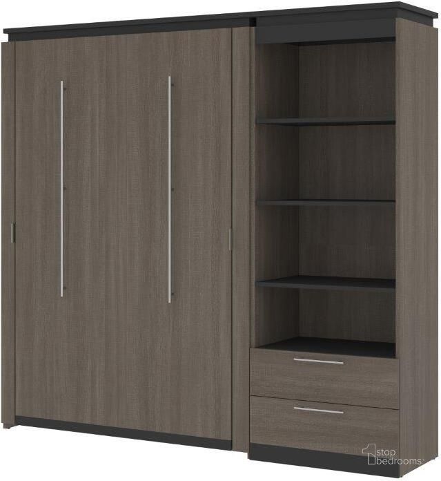 The appearance of Bestar Orion Full Murphy Bed And Shelving Unit With Drawers In Bark Gray And Graphite designed by Bestar in the modern / contemporary interior design. This bark gray piece of furniture  was selected by 1StopBedrooms from Orion Collection to add a touch of cosiness and style into your home. Sku: 116893-000047. Material: Wood. Bed Size: Full. Bed Type: Murphy Bed. Product Type: Murphy Bed. Image1