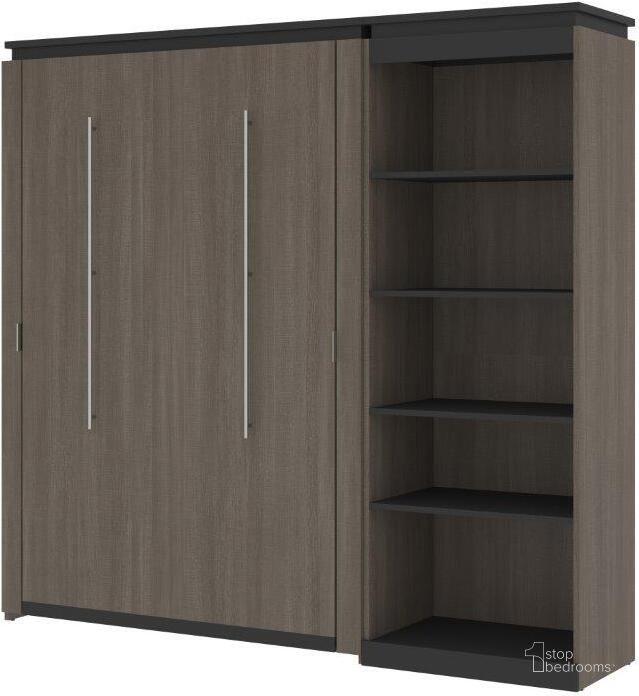 The appearance of Bestar Orion Full Murphy Bed With Shelving Unit In Bark Gray And Graphite designed by Bestar in the modern / contemporary interior design. This bark gray piece of furniture  was selected by 1StopBedrooms from Orion Collection to add a touch of cosiness and style into your home. Sku: 116892-000047. Material: Wood. Bed Size: Full. Bed Type: Murphy Bed. Product Type: Murphy Bed. Image1