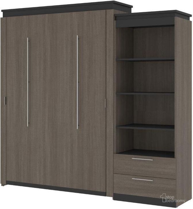 The appearance of Bestar Orion Queen Murphy Bed And Shelving Unit With Drawers In Bark Gray And Graphite designed by Bestar in the modern / contemporary interior design. This bark gray piece of furniture  was selected by 1StopBedrooms from Orion Collection to add a touch of cosiness and style into your home. Sku: 116883-000047. Material: Wood. Bed Size: Queen. Bed Type: Murphy Bed. Product Type: Murphy Bed. Image1