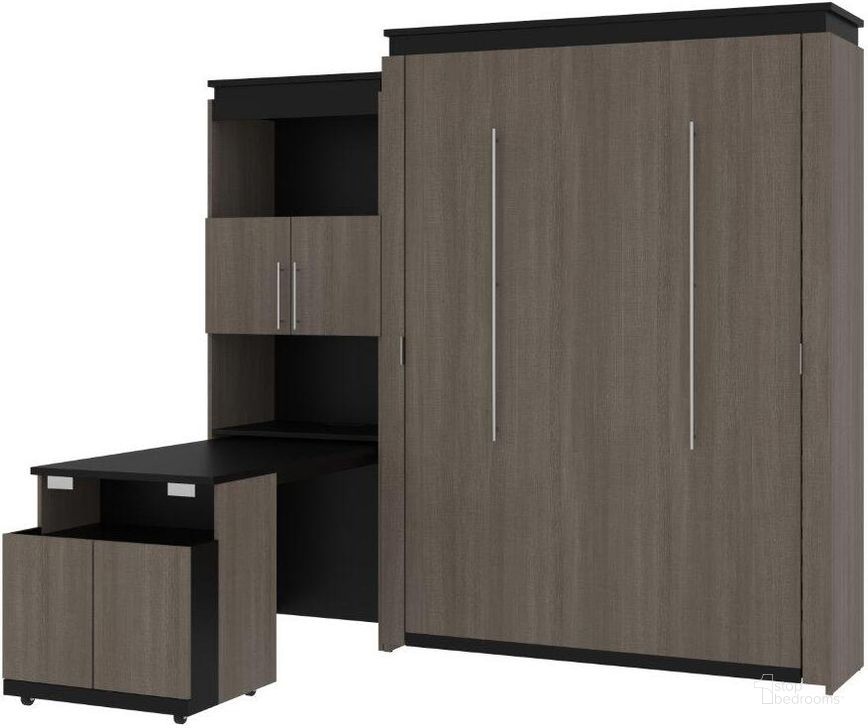 The appearance of Bestar Orion Queen Murphy Bed And Shelving Unit With Fold-Out Desk In Bark Gray And Graphite designed by Bestar in the modern / contemporary interior design. This bark gray piece of furniture  was selected by 1StopBedrooms from Orion Collection to add a touch of cosiness and style into your home. Sku: 116875-000047. Material: Wood. Bed Size: Queen. Bed Type: Murphy Bed. Product Type: Murphy Bed. Image1