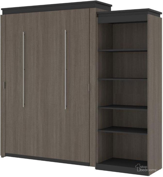 The appearance of Bestar Orion Queen Murphy Bed With Shelving Unit In Bark Gray And Graphite designed by Bestar in the modern / contemporary interior design. This bark gray piece of furniture  was selected by 1StopBedrooms from Orion Collection to add a touch of cosiness and style into your home. Sku: 116882-000047. Material: Wood. Bed Size: Queen. Bed Type: Murphy Bed. Product Type: Murphy Bed. Image1