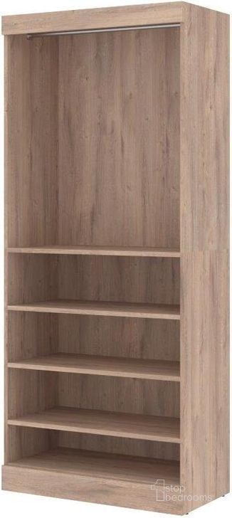 The appearance of Bestar Pur 36W Closet Organizer In Rustic Brown designed by Bestar in the modern / contemporary interior design. This rustic brown piece of furniture  was selected by 1StopBedrooms from Pur Collection to add a touch of cosiness and style into your home. Sku: 26160-000009. Material: Wood. Product Type: Storage and Organization. Image1