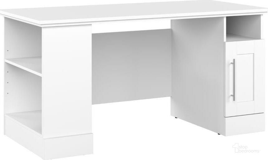 The appearance of Bestar Pur 60W Computer Desk In White designed by Bestar in the modern / contemporary interior design. This white piece of furniture  was selected by 1StopBedrooms from Pur Collection to add a touch of cosiness and style into your home. Sku: 126401-000017. Material: Wood. Product Type: Computer Desk. Image1